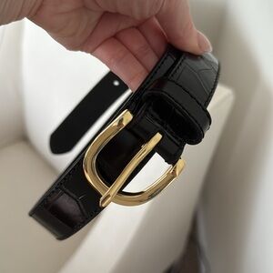J. Crew Black and Gold Leather Belt